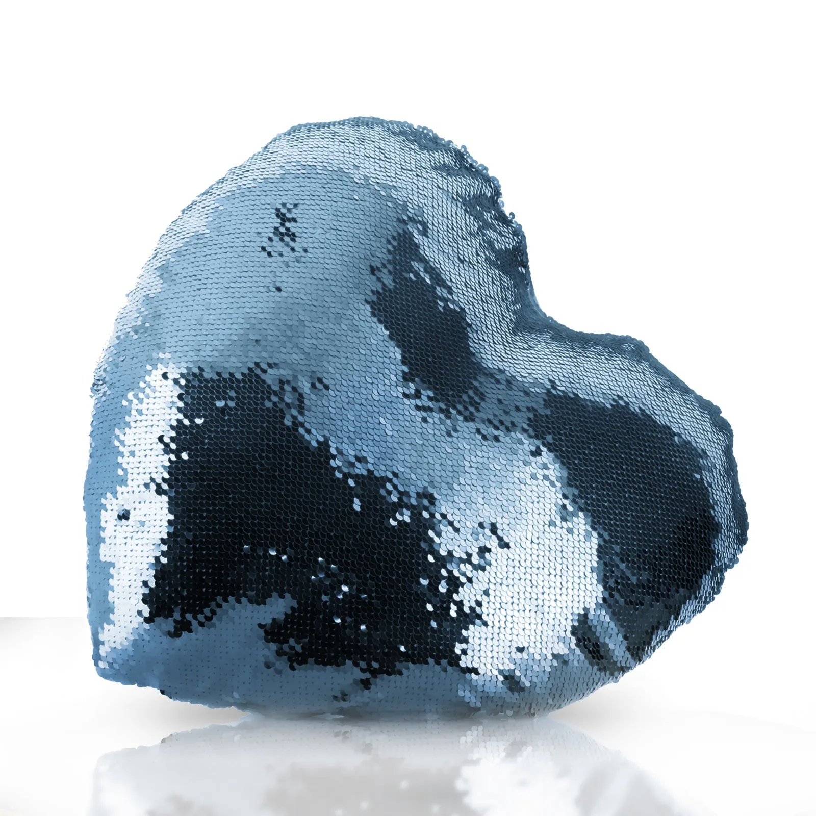 Personalised Sequin Heart Cushion with Stylish Text and Material Hearts Love Message Print