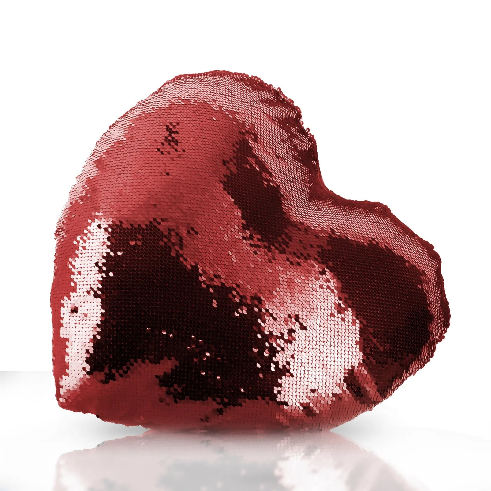 Personalised Sequin Heart Cushion with Stylish Text and Material Hearts Love Message Print