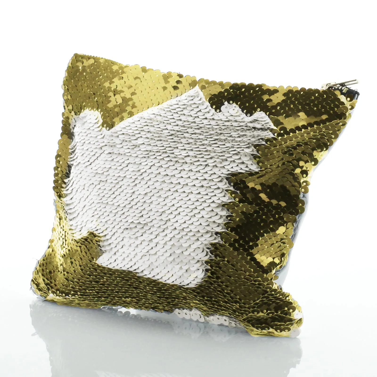 Personalised Sequin Zip Bag with White Lamb Flowers and Cute Text