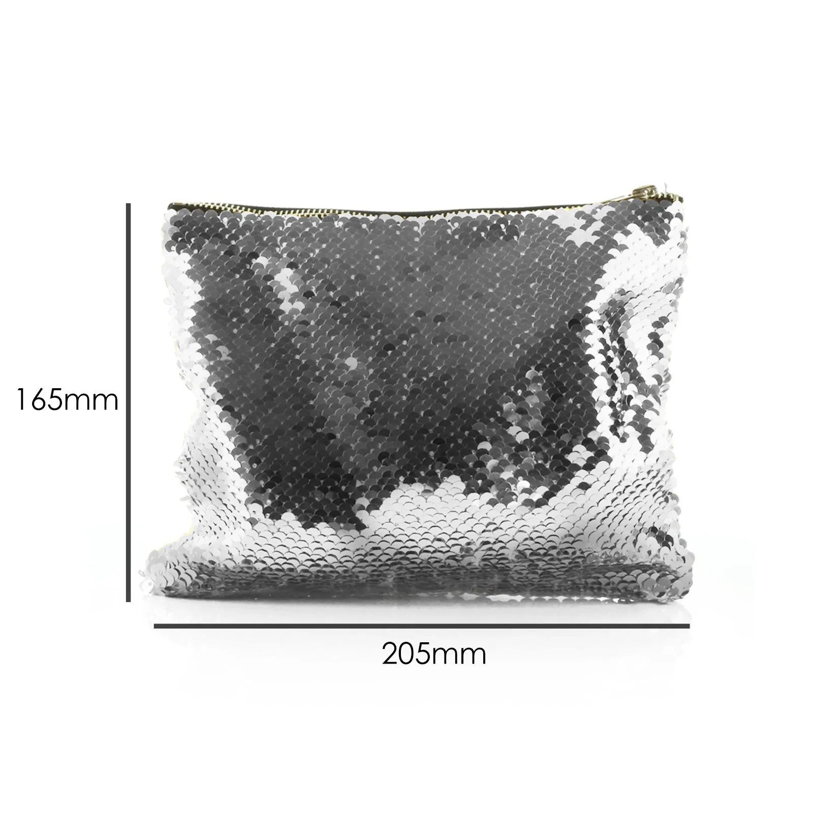 Personalised Sequin Zip Bag with White Lamb Flowers and Cute Text