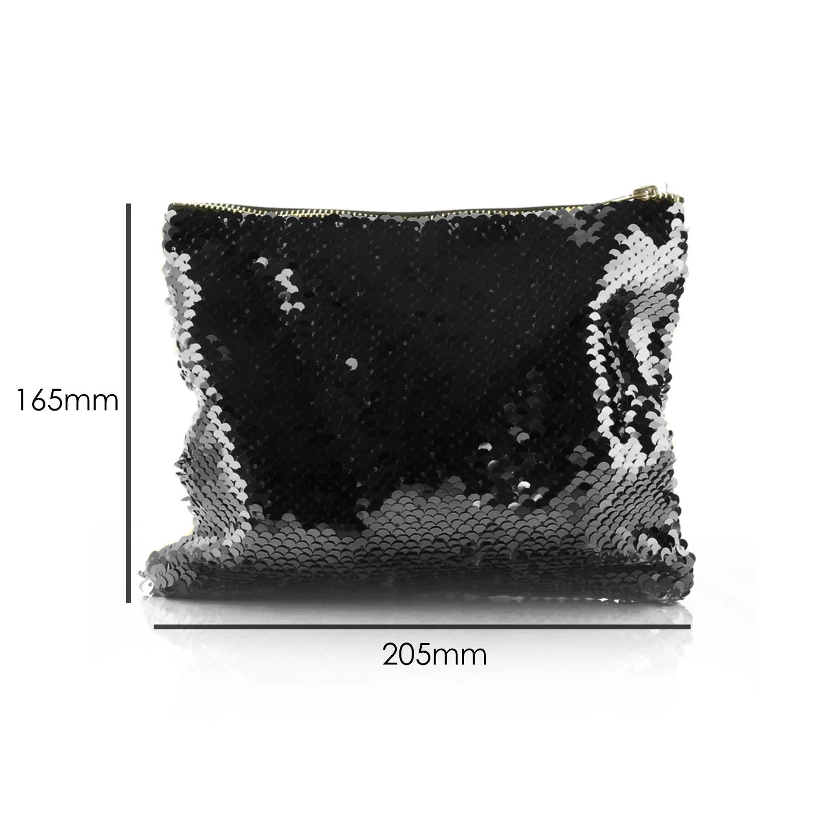 Personalised Sequin Zip Bag with White Lamb Flowers and Cute Text