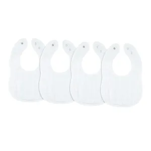 Personalized White Muslin Cotton Set of 4 Baby Bibs