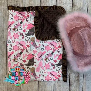 Pink Hats and Boots Blanket
