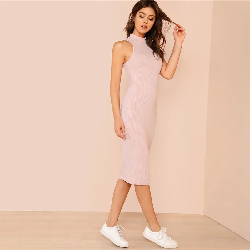 Pink Mock Neck Dress