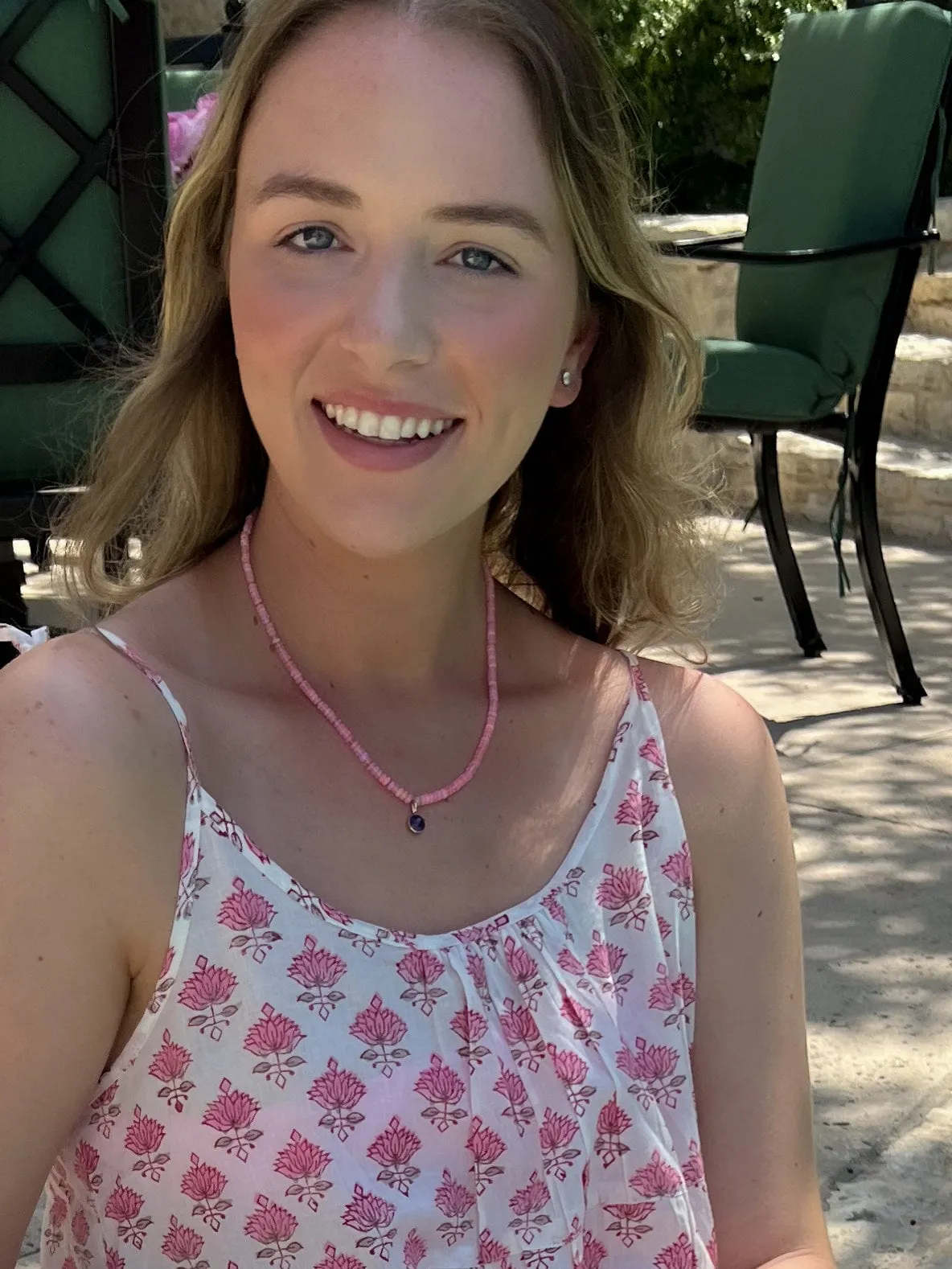 Pink Opal Necklace with Tanzanite Pendant