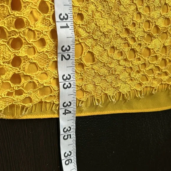 Pinko Dress Floral Lace Sheath Dress Yellow Brunch Career Party Italy Sz 2