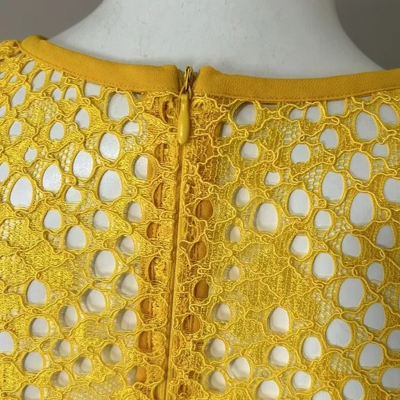 Pinko Dress Floral Lace Sheath Dress Yellow Brunch Career Party Italy Sz 2