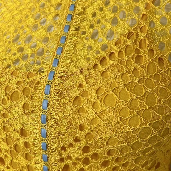 Pinko Dress Floral Lace Sheath Dress Yellow Brunch Career Party Italy Sz 2