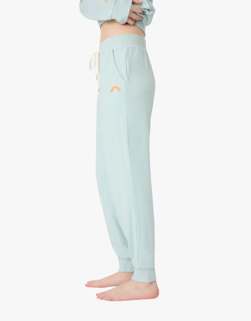 PJ Salvage Sunshine On My Mind Banded Pants in Dusty Blue