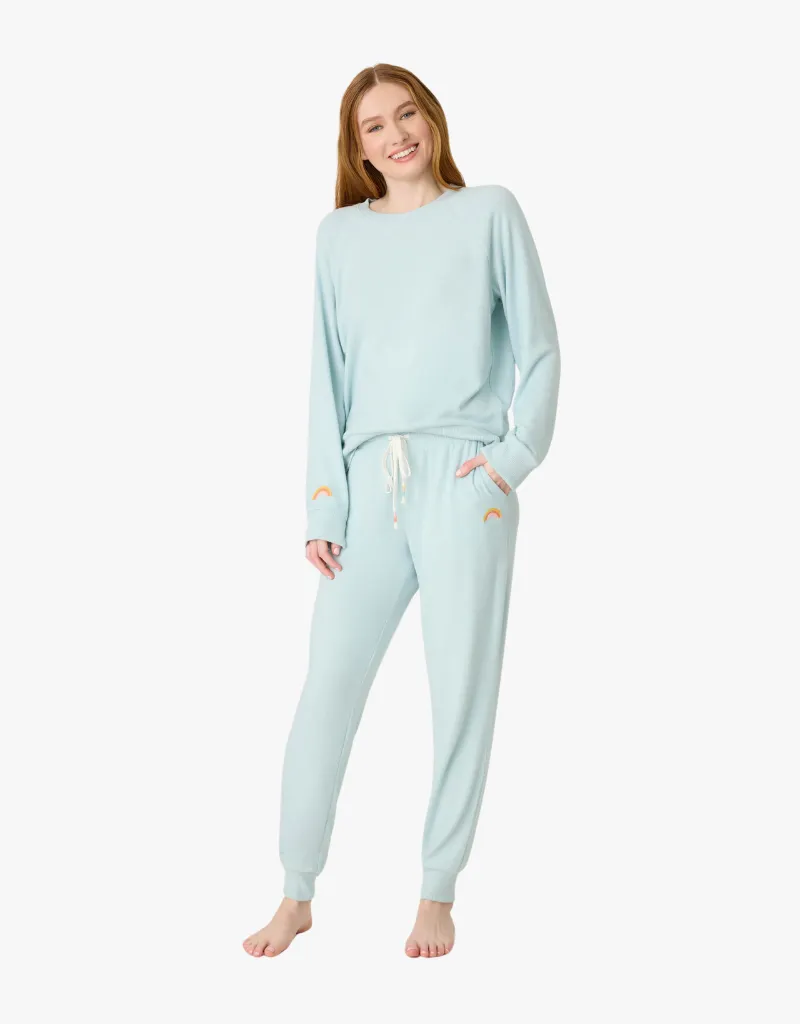 PJ Salvage Sunshine On My Mind Banded Pants in Dusty Blue