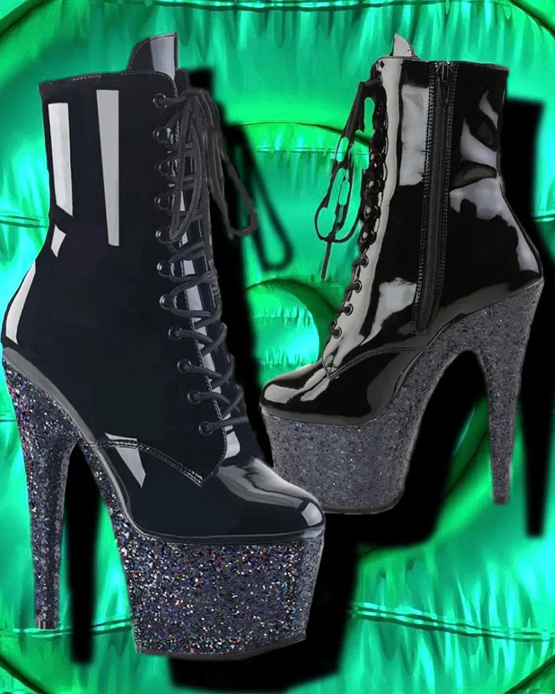 Pleaser ADORE-1020LG Boots Black Glitter