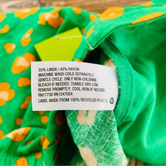 PLUS Tabitha Brown X Target NWT Linen Blend Neon Green &amp; Orange Leopard Short 2X