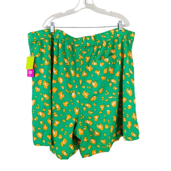 PLUS Tabitha Brown X Target NWT Linen Blend Neon Green &amp; Orange Leopard Short 2X