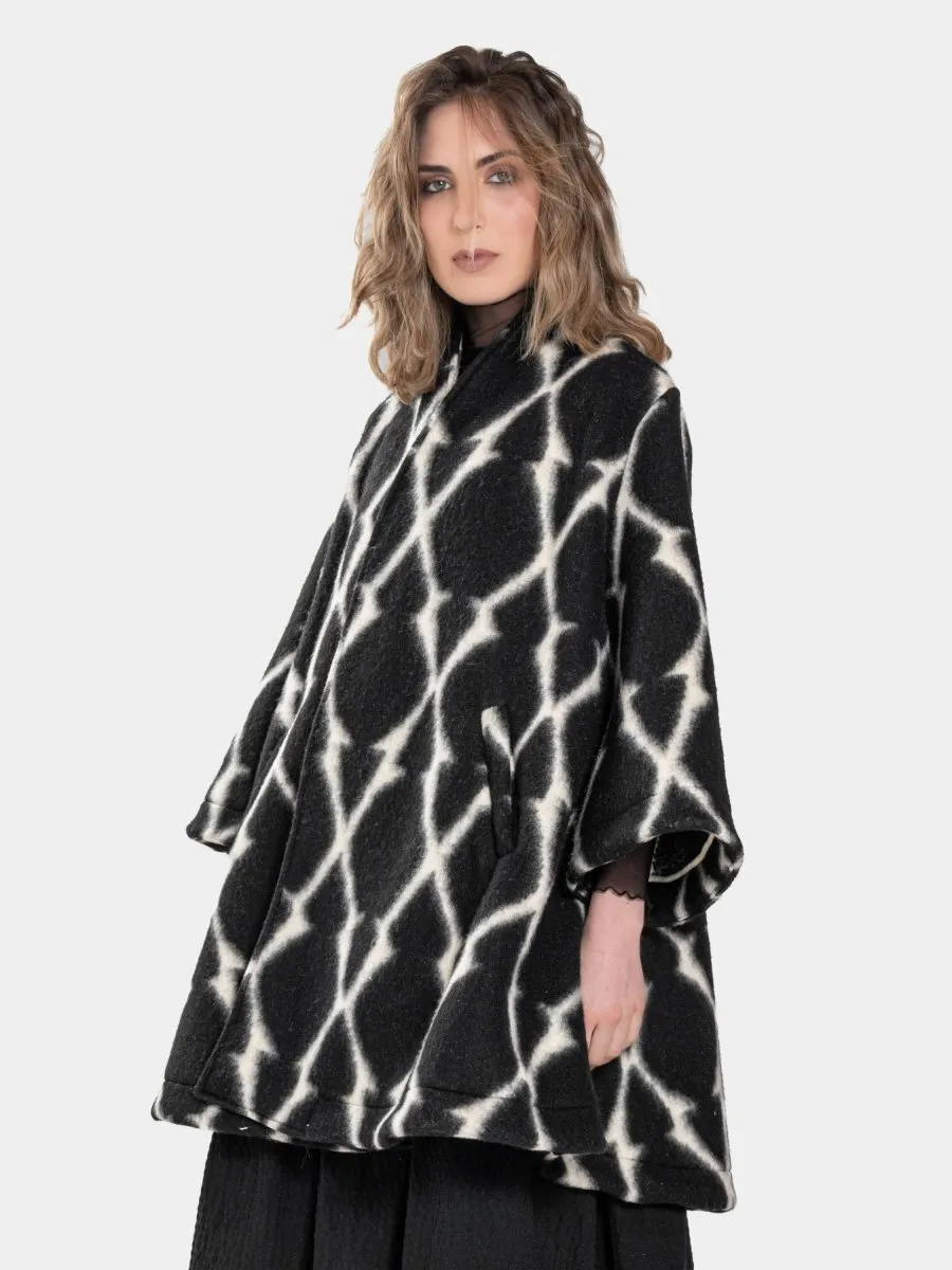 Printed Flared Long Coat