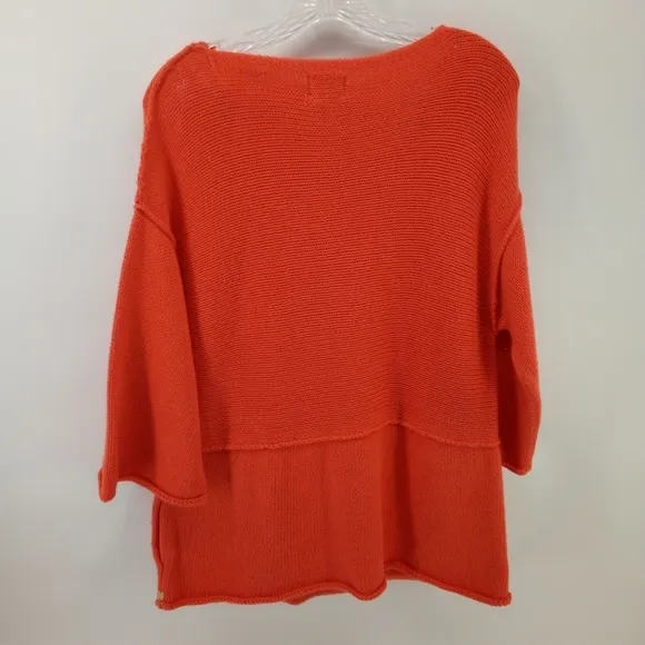 Pure Handknit for Fresh Produce Orange Sweater 100% Cotton M/L