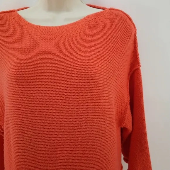 Pure Handknit for Fresh Produce Orange Sweater 100% Cotton M/L