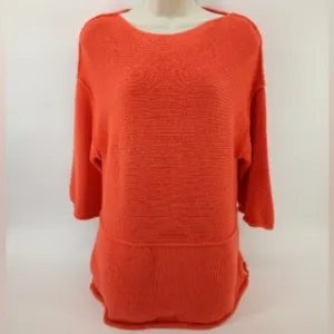 Pure Handknit for Fresh Produce Orange Sweater 100% Cotton M/L
