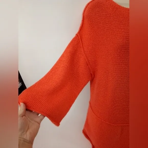 Pure Handknit for Fresh Produce Orange Sweater 100% Cotton M/L