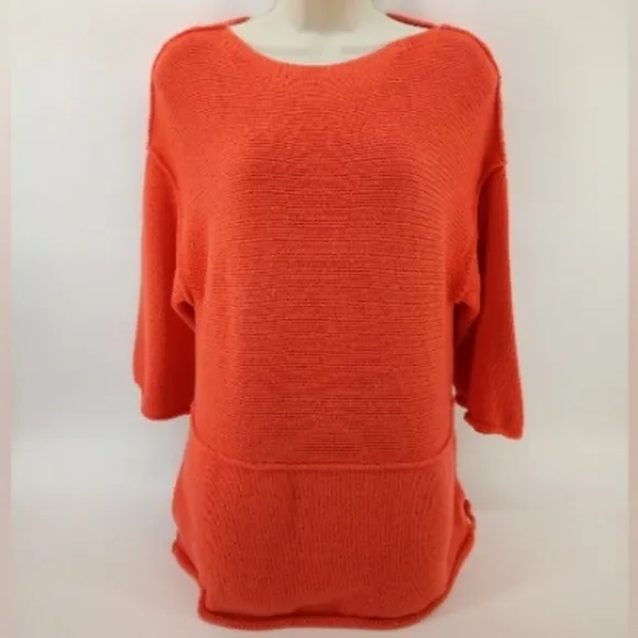 Pure Handknit for Fresh Produce Orange Sweater 100% Cotton M/L