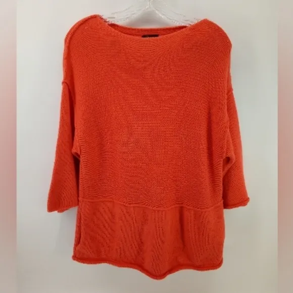 Pure Handknit for Fresh Produce Orange Sweater 100% Cotton M/L