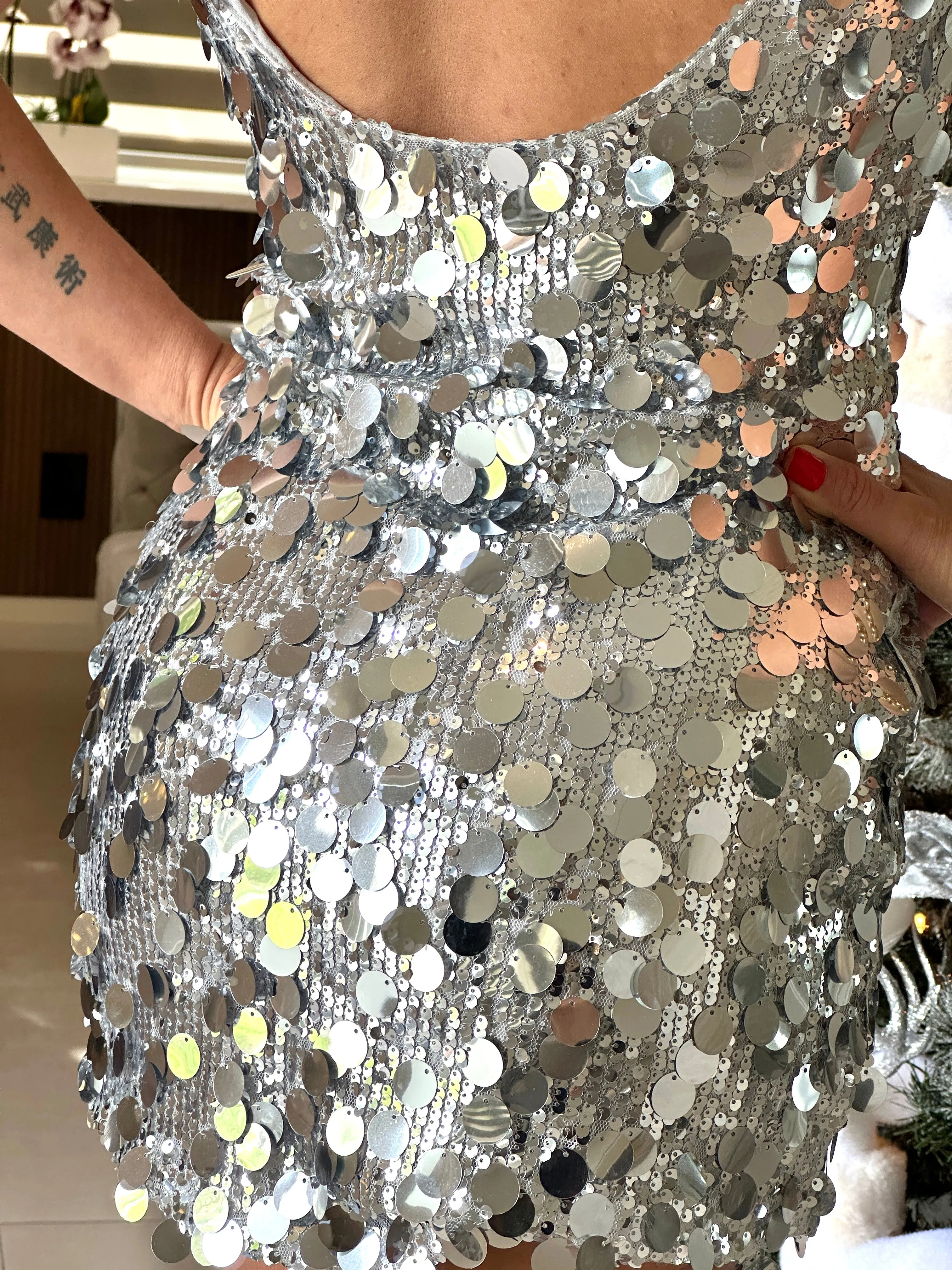 "Anafi"  Sequins Spaghetti Straps Mini Dress