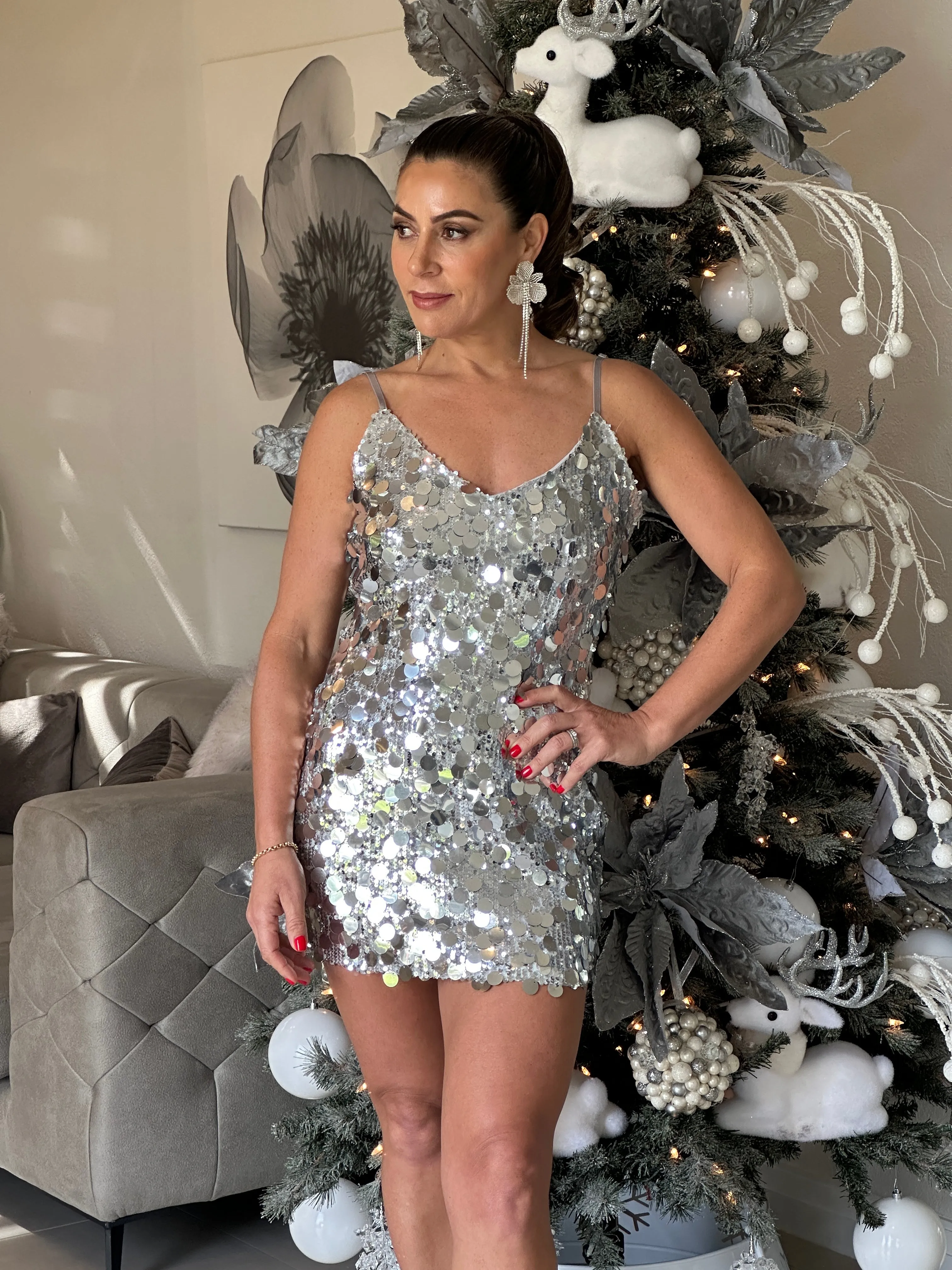 "Anafi"  Sequins Spaghetti Straps Mini Dress