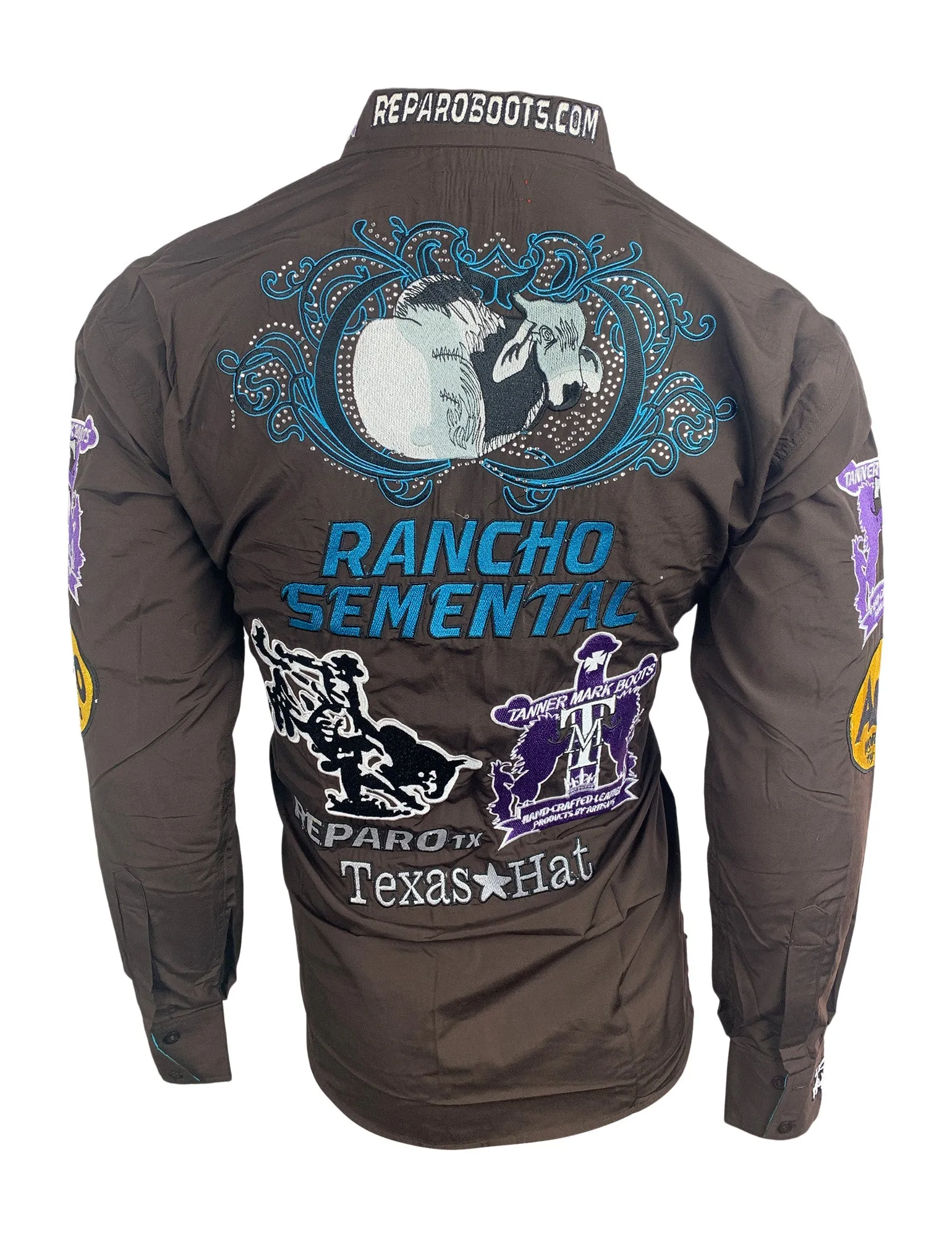 Rancho Semental Reparo Style  Long Sleeve Brown Button Down Shirt