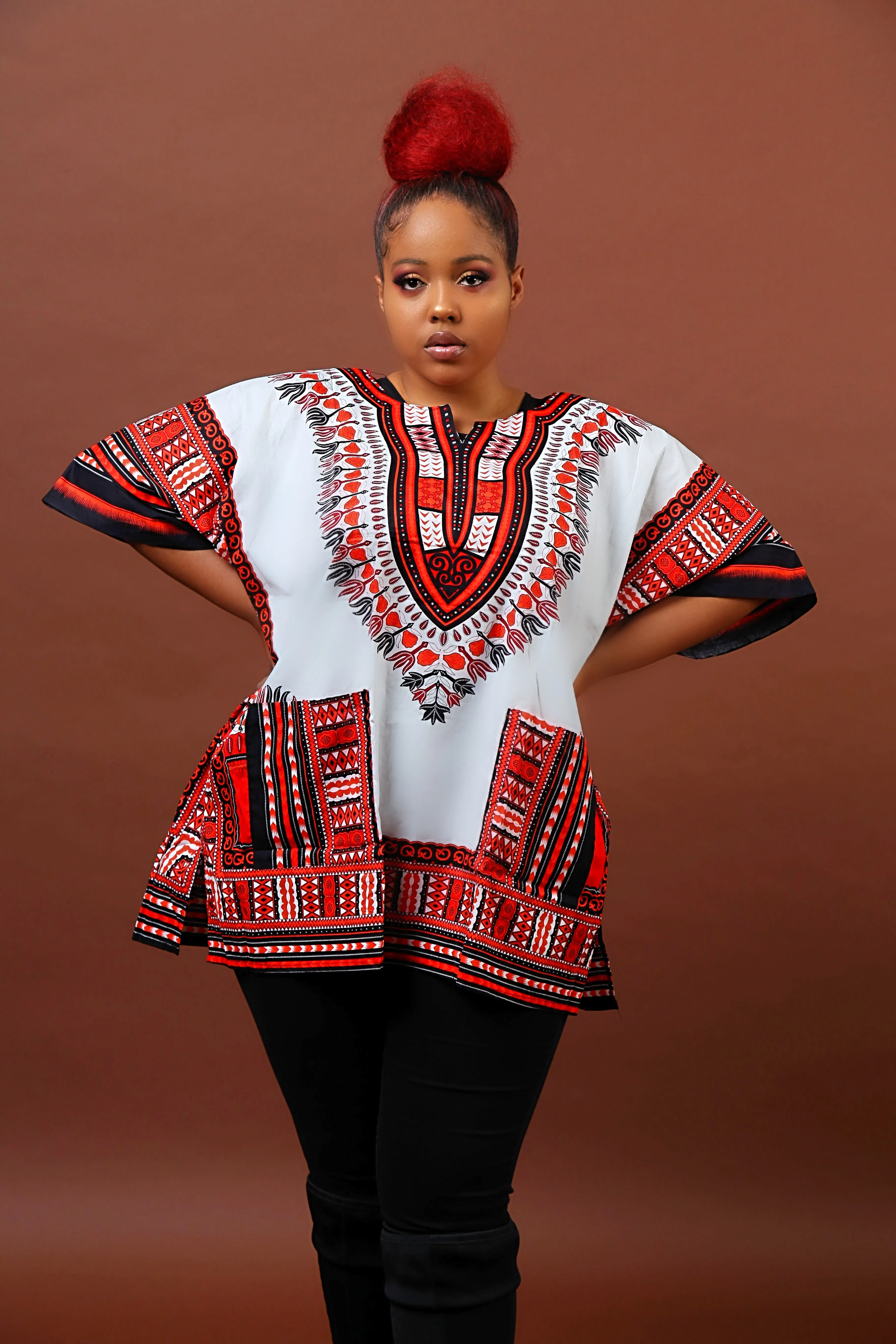 Red and white dashiki plus size