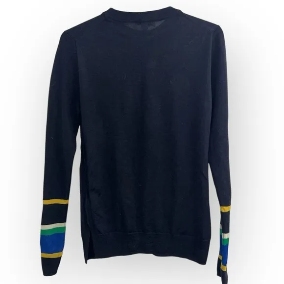 Revolve WHISTLES Harrison MERINO WOOL Navy Stripe Cuff Wool LS sweater Jumper 2