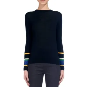 Revolve WHISTLES Harrison MERINO WOOL Navy Stripe Cuff Wool LS sweater Jumper 2