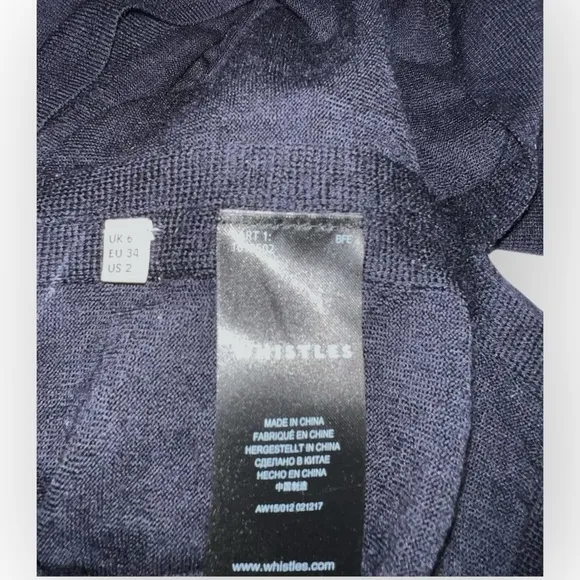 Revolve WHISTLES Harrison MERINO WOOL Navy Stripe Cuff Wool LS sweater Jumper 2