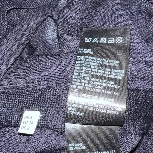 Revolve WHISTLES Harrison MERINO WOOL Navy Stripe Cuff Wool LS sweater Jumper 2