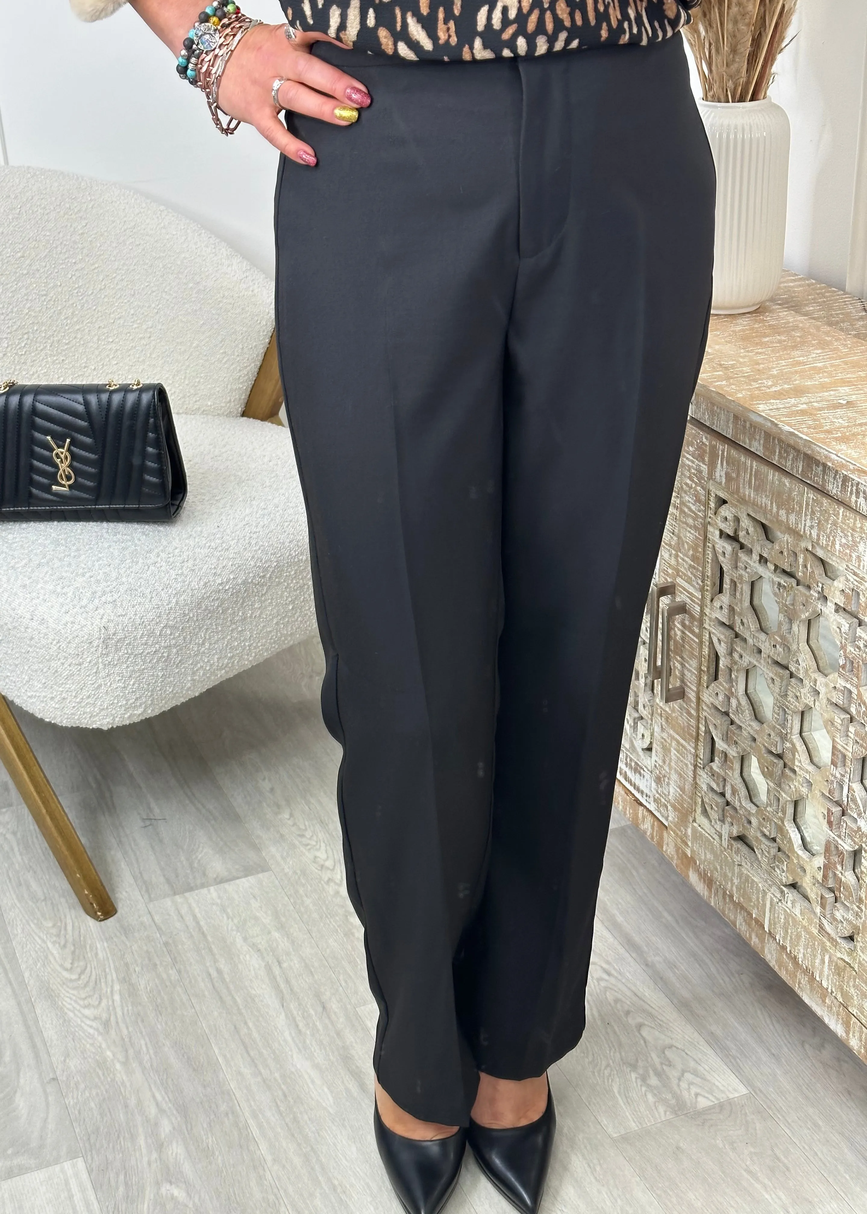 Rita Black Straight Trousers