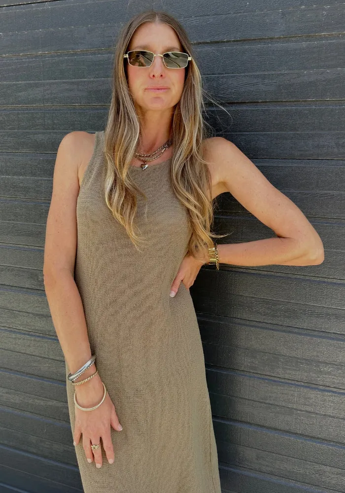 Roma Mesh Dress Khaki