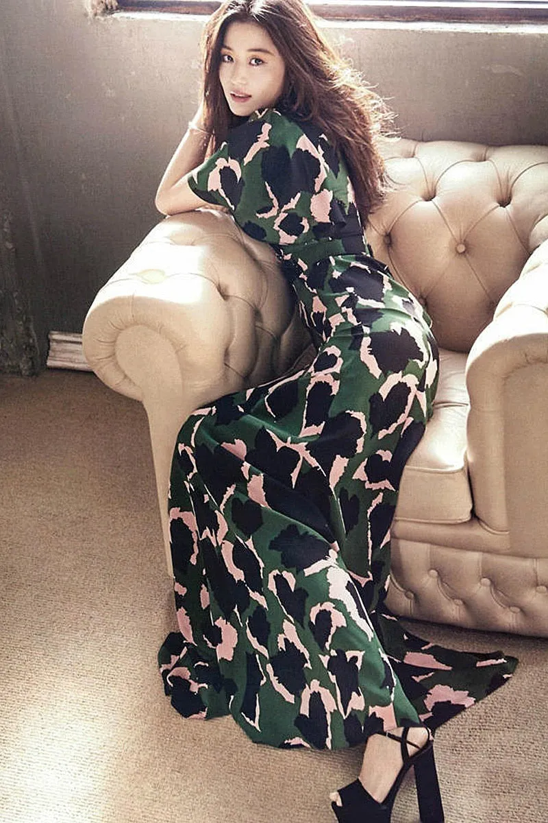 Runway Camouflage Boho Beach Women Party Sexy Elegant Dresses