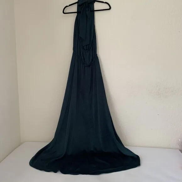 Show Me Your Mumu Karolina Collar Dress M Dark Green Halter High Low Whimsy Boho
