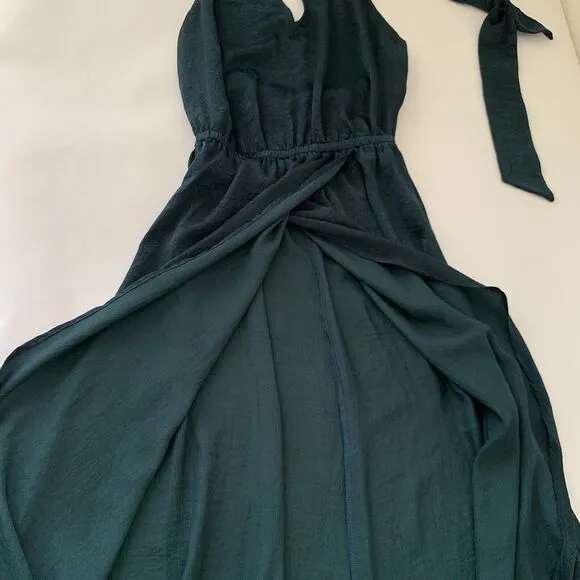 Show Me Your Mumu Karolina Collar Dress M Dark Green Halter High Low Whimsy Boho