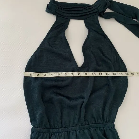 Show Me Your Mumu Karolina Collar Dress M Dark Green Halter High Low Whimsy Boho