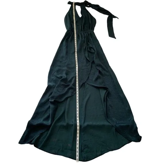 Show Me Your Mumu Karolina Collar Dress M Dark Green Halter High Low Whimsy Boho