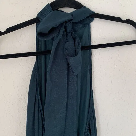 Show Me Your Mumu Karolina Collar Dress M Dark Green Halter High Low Whimsy Boho