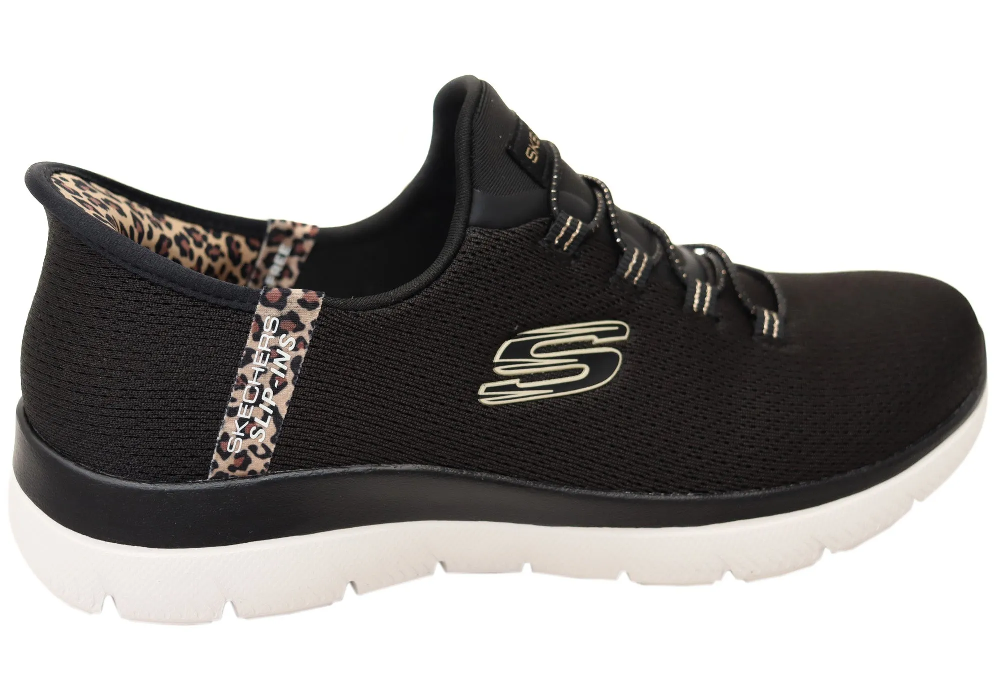 Skechers Womens Slip Ins Summits Leopard Chic Comfortable Shoes