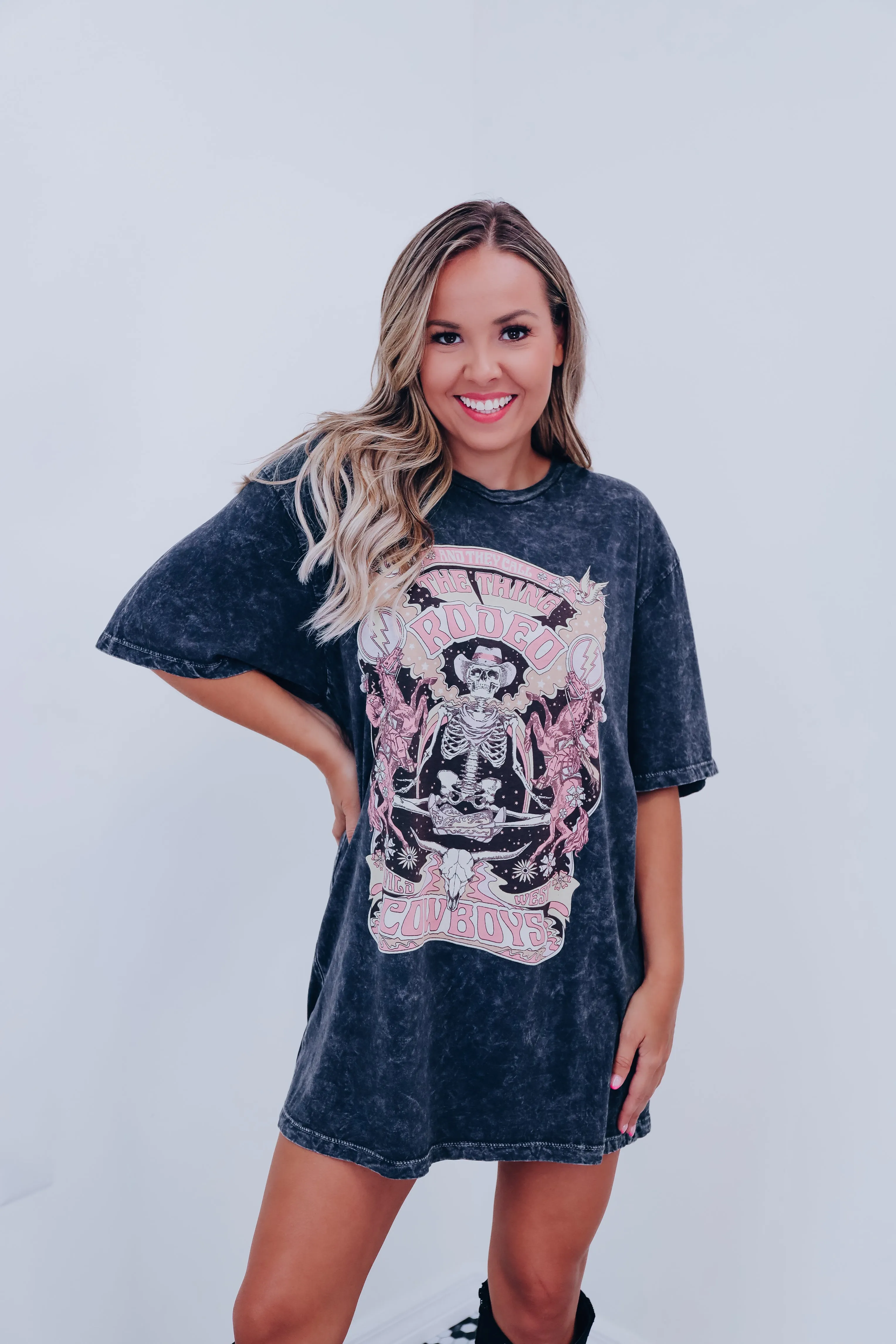 Skeleton "They Call... Rodeo" Graphic Tee - Black