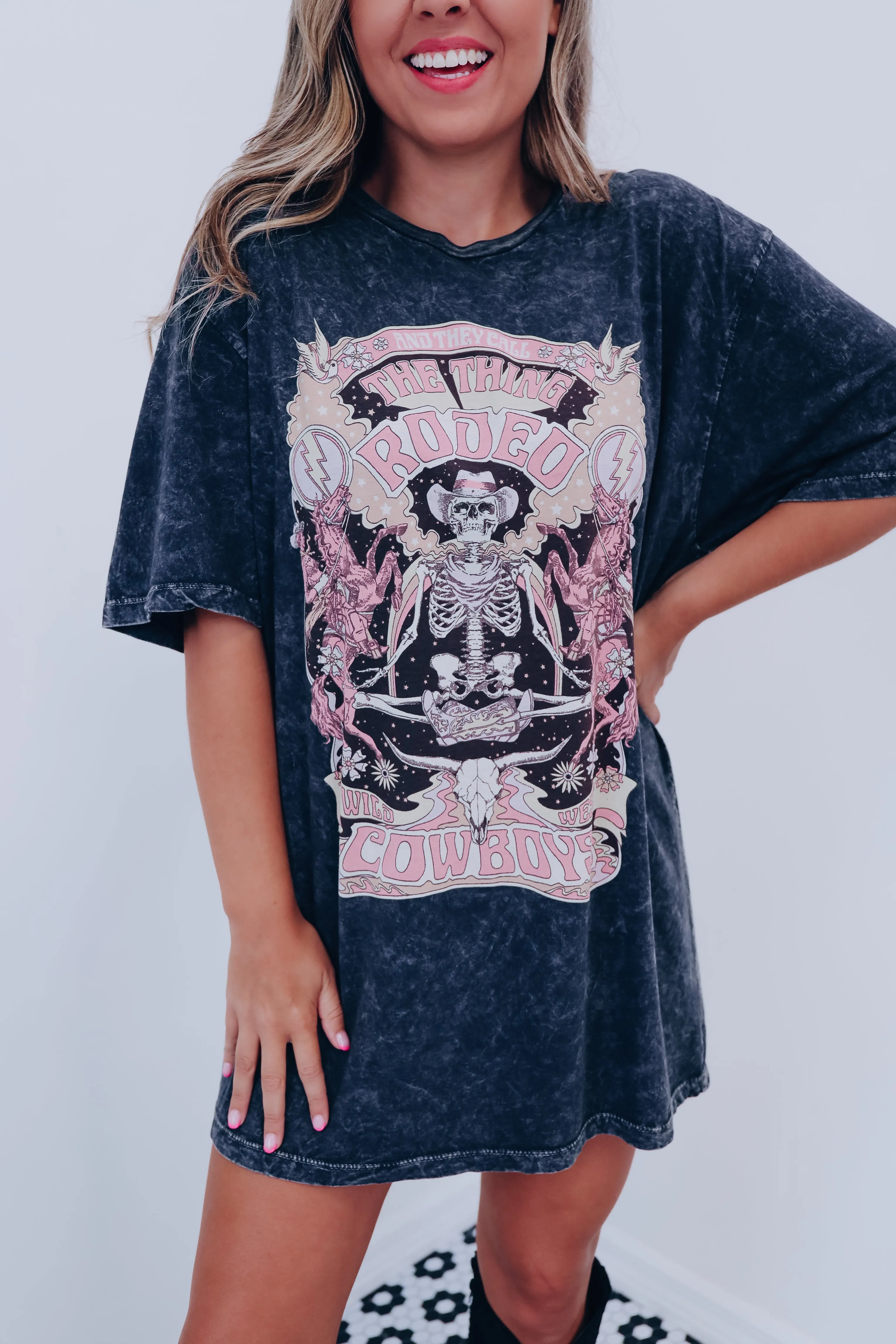 Skeleton "They Call... Rodeo" Graphic Tee - Black