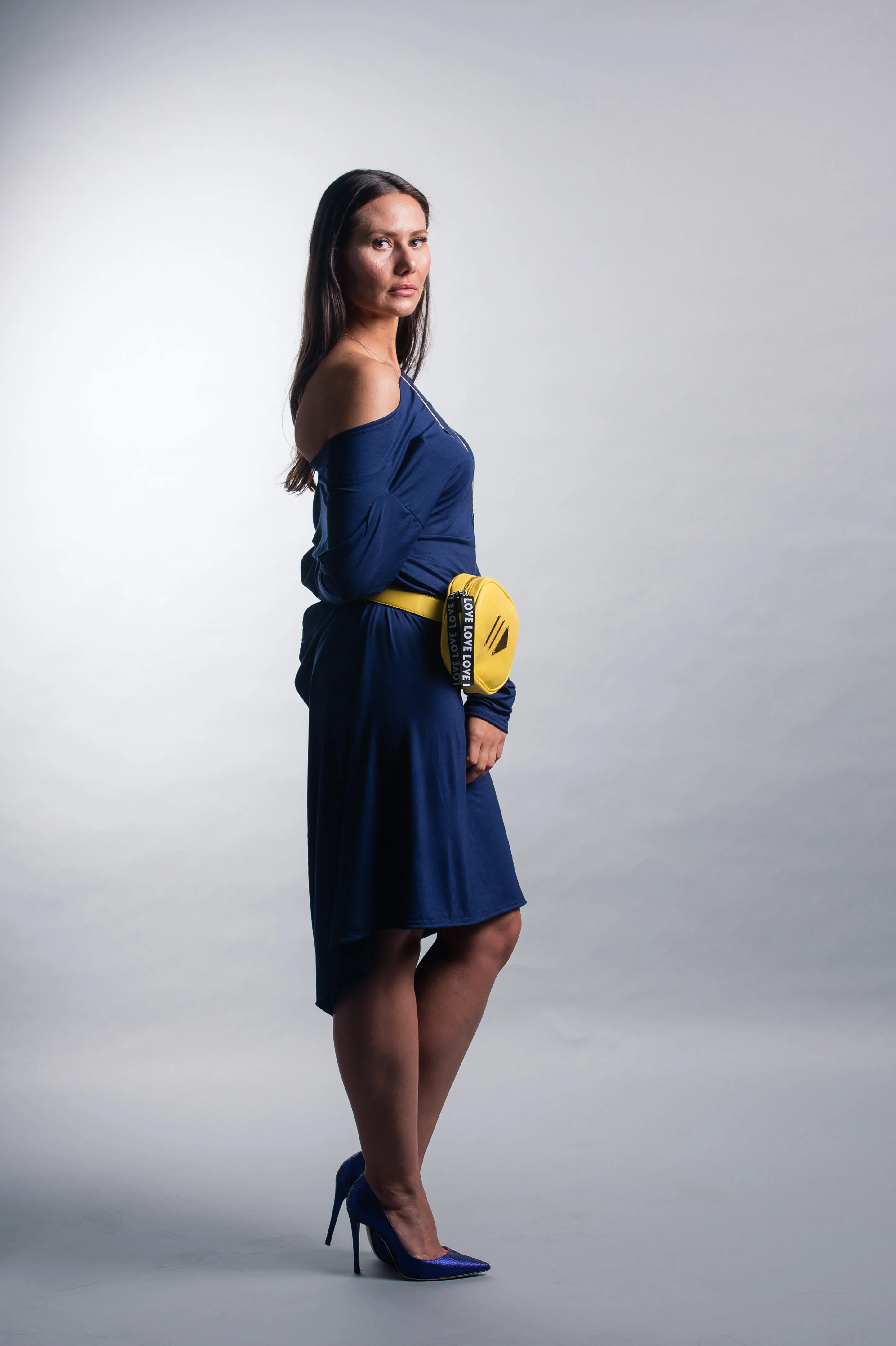 Slouchy Open Back Long Sleeve Midi Dress