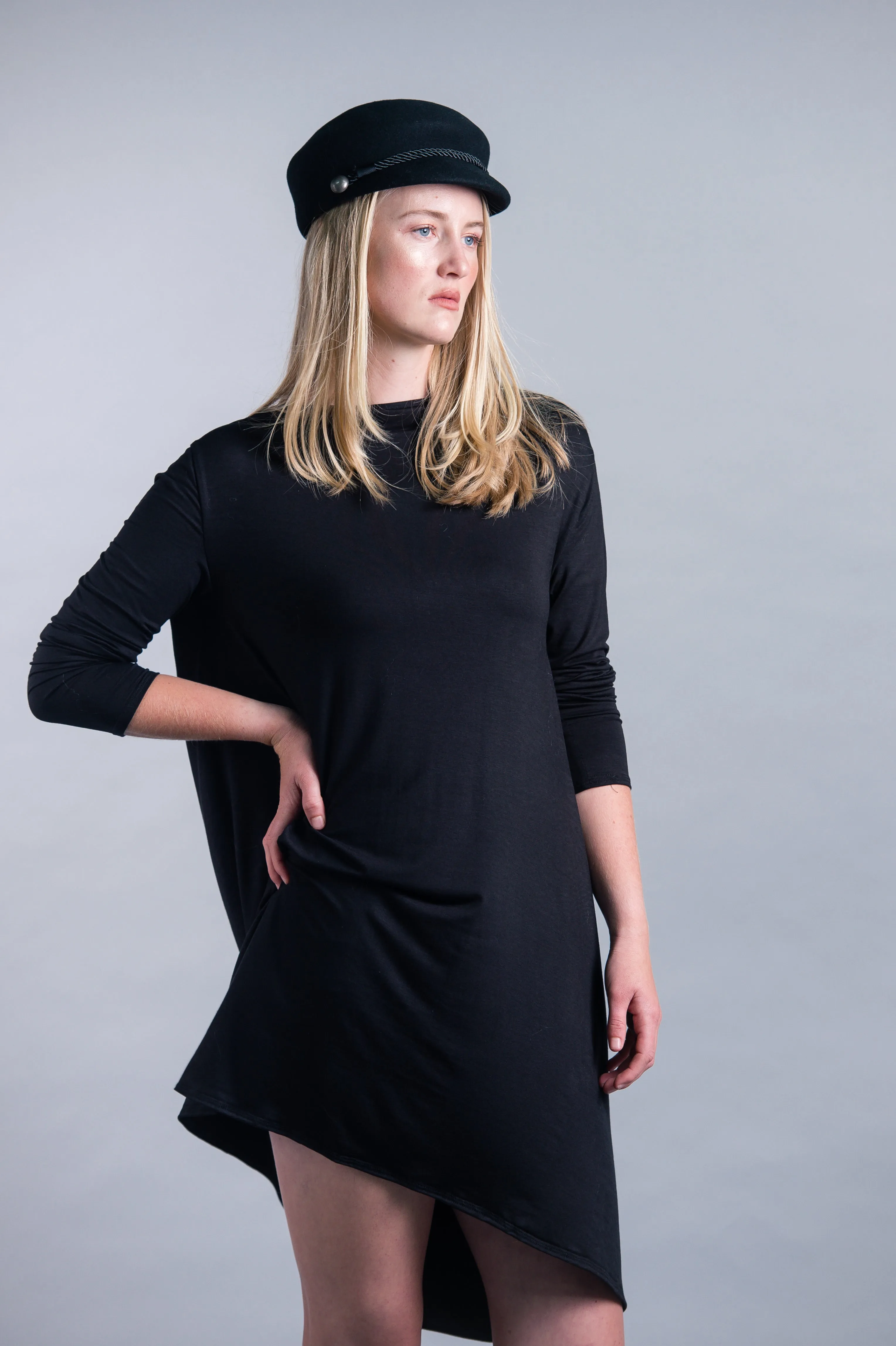 Slouchy Open Back Long Sleeve Midi Dress