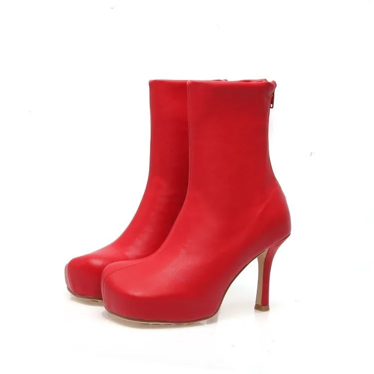 Square Toe Stretch Winter Women Ankle Boots