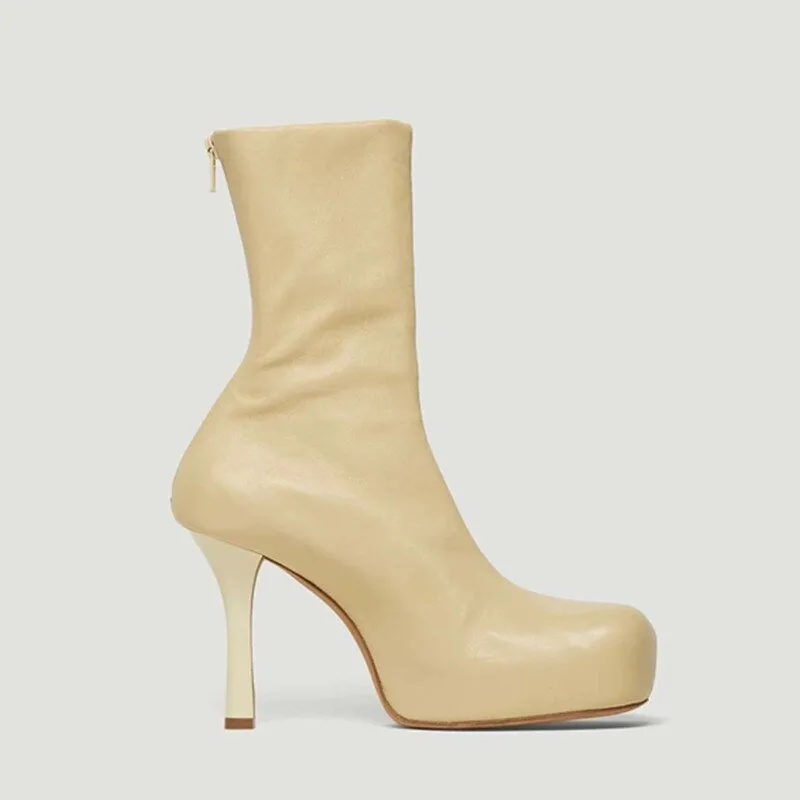 Square Toe Stretch Winter Women Ankle Boots
