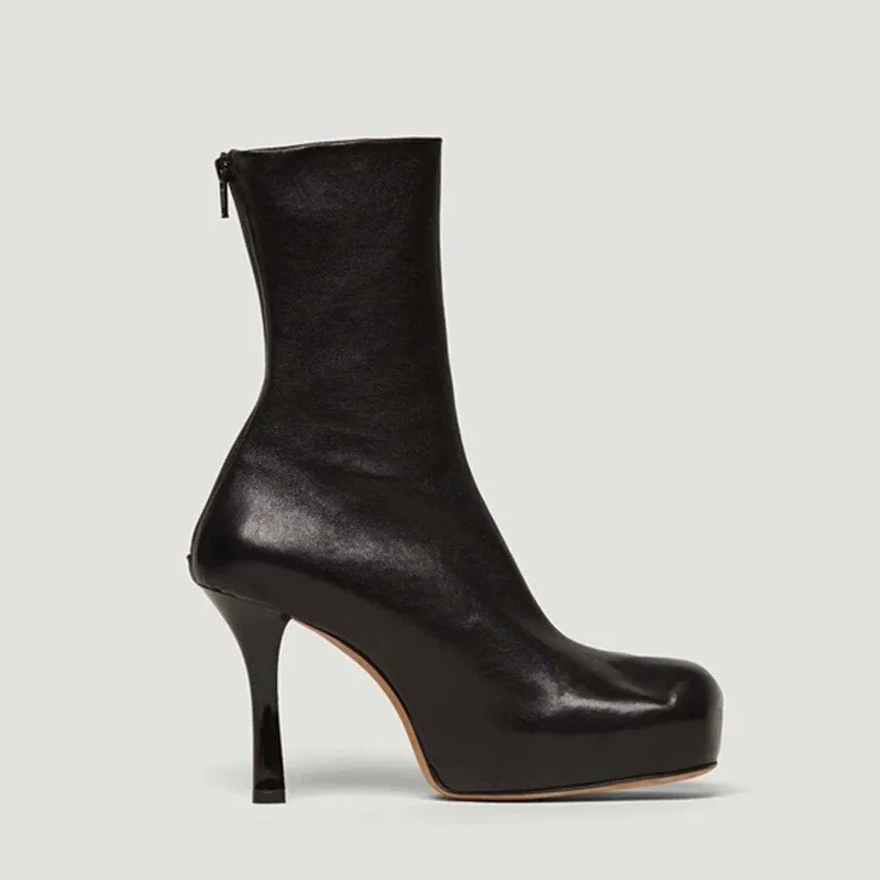 Square Toe Stretch Winter Women Ankle Boots