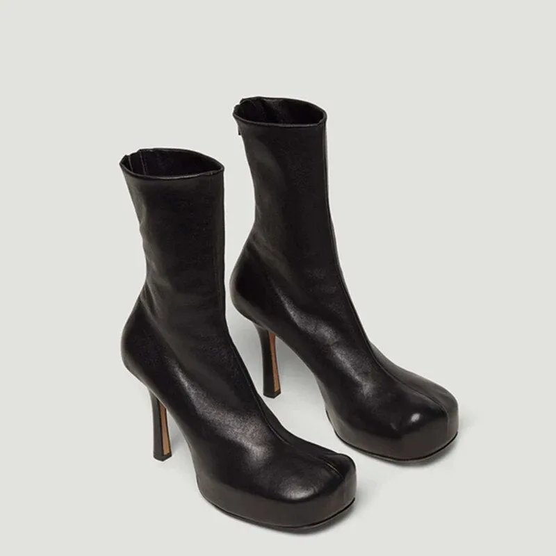 Square Toe Stretch Winter Women Ankle Boots