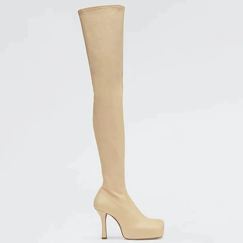 Square Toe Stretch Winter Women Ankle Boots